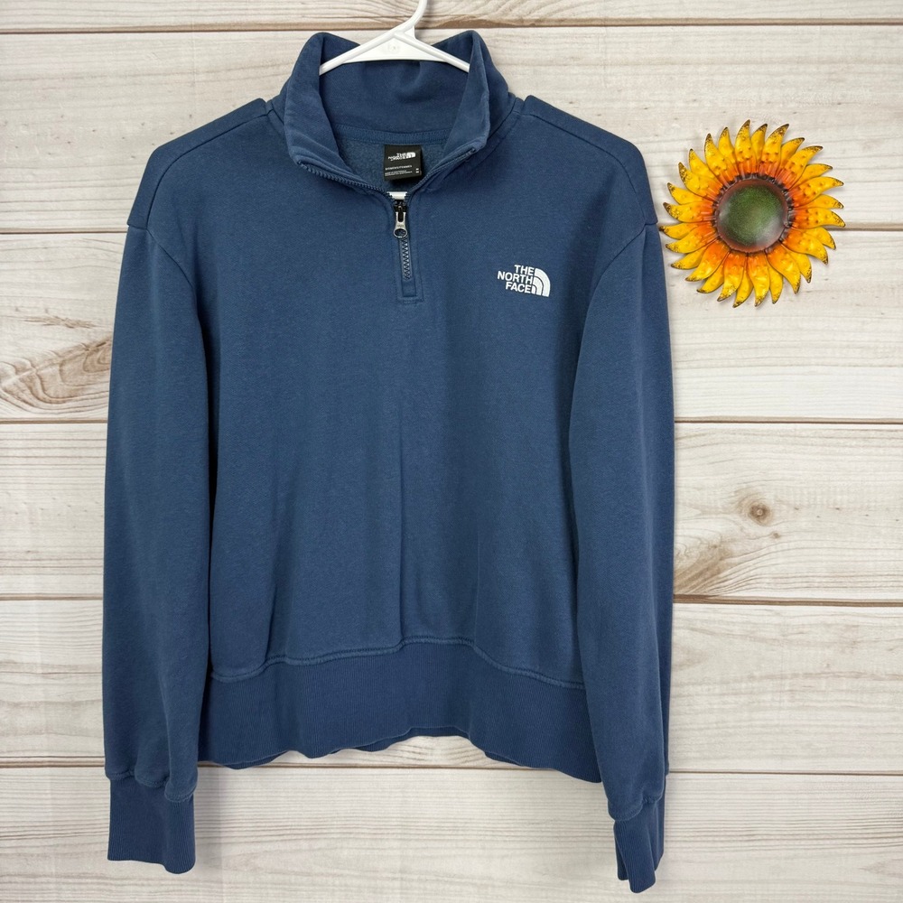 The North Face Womens Pullover Sweatshirt Quarter‎ Zip Mock Neck Blue M